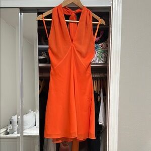 Elegant Orange Halter Dress